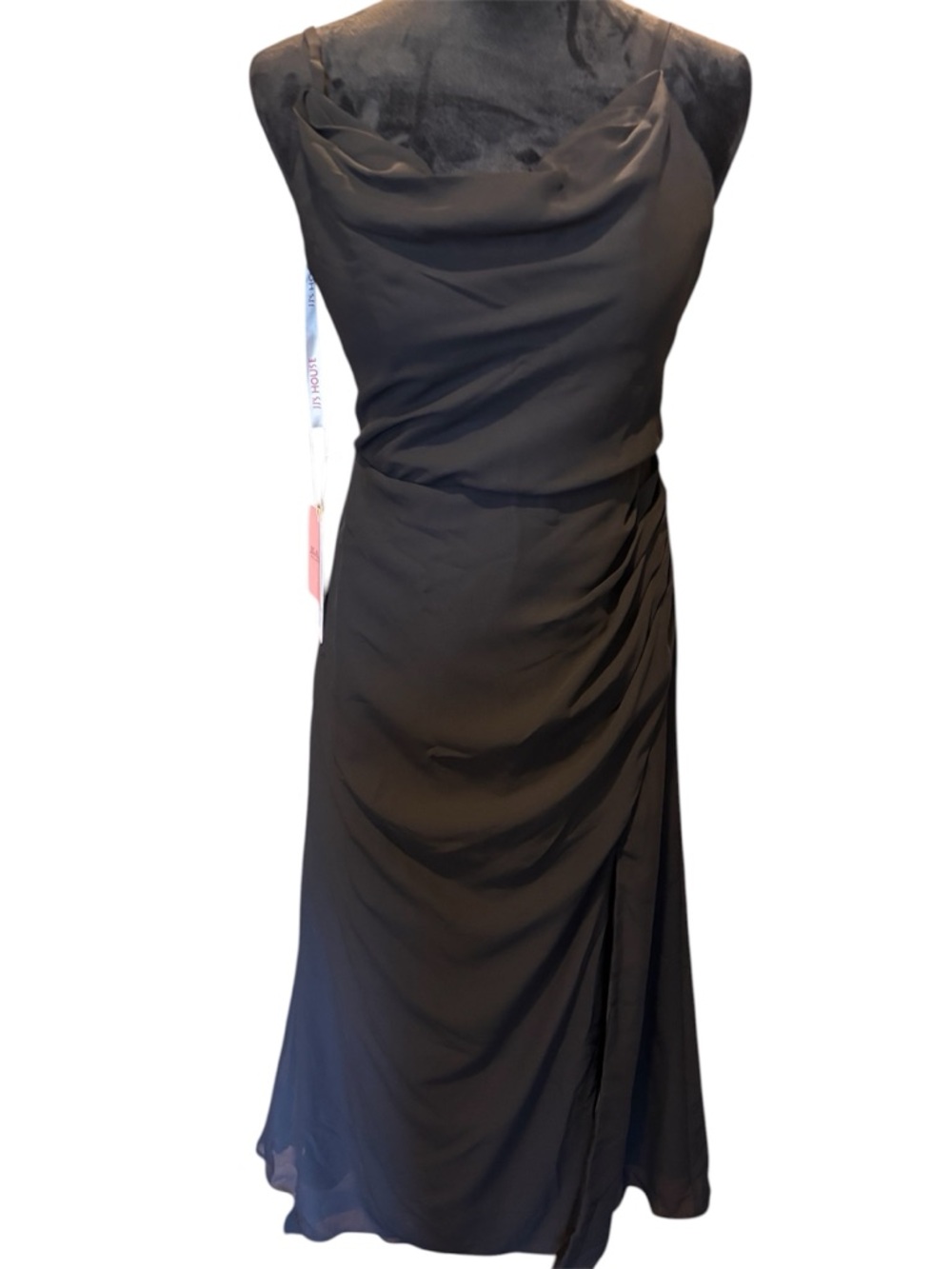 JJ’s House Gurdayia Black A-line Cowl Chiffon Dress #288318, Bust 33”Waist 27.5” - Picture 6 of 14
